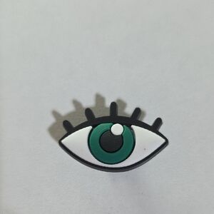 Stylish Eye-Shaped Shoe Charm with Green and Black